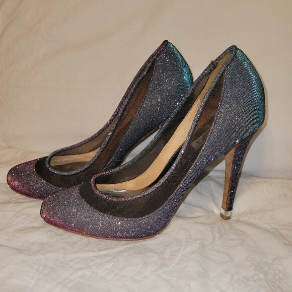 Badgley Mischka Sparkly Multicolor Heels - Picture 1 of 4